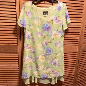 Citi Dress Mint Green Floral Chiffon Dress